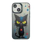 For iPhone 15 Plus Cute Animal Pattern Series PC + TPU Phone Case(Black Cat) - 1