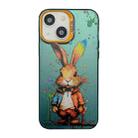 For iPhone 15 Plus Cute Animal Pattern Series PC + TPU Phone Case(Rabbit) - 1