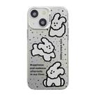 For iPhone 15 Cute Animal Pattern Series PC + TPU Phone Case(White Puppy) - 1