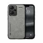 For Xiaomi Redmi Note 13 Pro+ 5G Skin Feel Magnetic Leather Back Phone Case(Light Grey) - 1