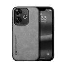 For Xiaomi Redmi Turbo 3 Skin Feel Magnetic Leather Back Phone Case(Light Grey) - 1