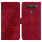 For LG K61 7-shaped Embossed Leather Phone Case(Red) - 1