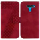 For LG K50/Q60 7-shaped Embossed Leather Phone Case(Red) - 1