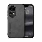 For Huawei nova 12 Pro Skin Feel Magnetic Leather Back Phone Case(Dark Grey) - 1