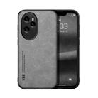 For Honor 100 Pro Skin Feel Magnetic Leather Back Phone Case(Light Grey) - 1