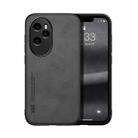 For Honor 100 Pro Skin Feel Magnetic Leather Back Phone Case(Dark Grey) - 1