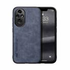 For Honor 200 Pro Skin Feel Magnetic Leather Back Phone Case(Blue) - 1