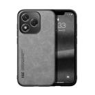 For Honor 400 Lite Global Skin Feel Magnetic Leather Back Phone Case(Light Grey) - 1