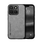 For Honor X8c 4G Skin Feel Magnetic Leather Back Phone Case(Light Grey) - 1