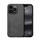 iPhone 15 Pro Skin Feel Magnetic Leather Back Phone Case(Dark Grey) - 1