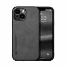 For iPhone 15 Skin Feel Magnetic Leather Back Phone Case(Dark Grey) - 1