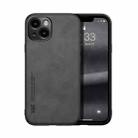 For iPhone 14 Plus Skin Feel Magnetic Leather Back Phone Case(Dark Grey) - 1