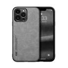 For iPhone 14 Pro Skin Feel Magnetic Leather Back Phone Case(Light Grey) - 1
