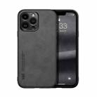 For iPhone 14 Pro Skin Feel Magnetic Leather Back Phone Case(Dark Grey) - 1