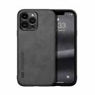 For iPhone 16 Pro Max Skin Feel Magnetic Leather Back Phone Case(Dark Grey) - 1