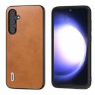 For Samsung Galaxy S23 FE 5G ABEEL Dual Color Cowhide Texture PU Phone Case(Brown) - 1