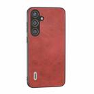 For Samsung Galaxy S24+ 5G ABEEL Dual Color Cowhide Texture PU Phone Case(Red) - 1