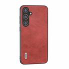 For Samsung Galaxy S24 5G ABEEL Dual Color Cowhide Texture PU Phone Case(Red) - 1