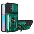 For Motorola Edge 40 Pro Sliding Camshield TPU+PC Phone Case with Card Slot(Dark Green) - 1