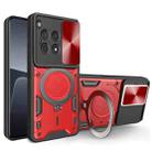 For OnePlus 12R 5G CD Texture Sliding Camshield Magnetic Holder Phone Case(Red) - 1