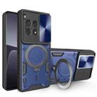For OnePlus 12R 5G CD Texture Sliding Camshield Magnetic Holder Phone Case(Blue) - 1
