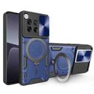 For OnePlus 12 5G Global CD Texture Sliding Camshield Magnetic Holder Phone Case(Blue) - 1