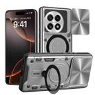 For OnePlus 13R 5G CD Texture Sliding Camshield Magnetic Holder Phone Case(Silver) - 1