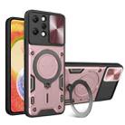 For Xiaomi Redmi 12 4G CD Texture Sliding Camshield Magnetic Holder Phone Case(Pink) - 1