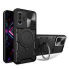 For Xiaomi Redmi K40 Gaming CD Texture Sliding Camshield Magnetic Holder Phone Case(Black) - 1