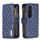 For Samsung Galaxy Z Fold5 Diamond Lattice Zipper Wallet Leather Flip Phone Case(Blue) - 1