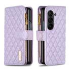 For Samsung Galaxy Z Fold7 Diamond Lattice Zipper Wallet Leather Flip Phone Case(Purple) - 2