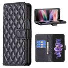 For Samsung Galaxy Z Fold4 Diamond Lattice Wallet Leather Flip Phone Case(Black) - 1