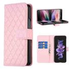 For Samsung Galaxy Z Fold4 Diamond Lattice Wallet Leather Flip Phone Case(Pink) - 1