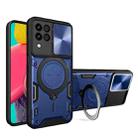 For Samsung Galaxy M53 5G CD Texture Sliding Camshield Magnetic Holder Phone Case(Blue) - 1