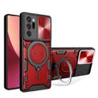 For Samsung Galaxy Note20 Ultra CD Texture Sliding Camshield Magnetic Holder Phone Case(Red) - 1