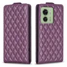 For Motorola Edge 40 5G Diamond Lattice Vertical Flip Leather Phone Case(Dark Purple) - 1