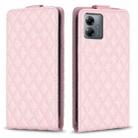 For Motorola Moto G14 4G Diamond Lattice Vertical Flip Leather Phone Case(Pink) - 1