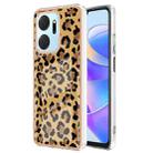 For Honor X7a Electroplating Marble Dual-side IMD Phone Case(Leopard Print) - 1