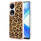 For Honor X7b 4G / 5G Electroplating Marble Dual-side IMD Phone Case(Leopard Print) - 1