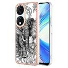 For Honor X7b 4G / 5G Electroplating Marble Dual-side IMD Phone Case(Totem Elephant) - 1