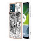 For Motorola Moto E13 Electroplating Marble Dual-side IMD Phone Case(Totem Elephant) - 1