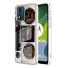 For Motorola Moto E13 Electroplating Marble Dual-side IMD Phone Case(Retro Radio) - 1