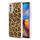 For Motorola Moto E32 4G / E32S Electroplating Marble Dual-side IMD Phone Case(Leopard Print) - 1