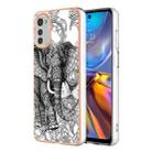 For Motorola Moto E32 4G / E32S Electroplating Marble Dual-side IMD Phone Case(Totem Elephant) - 1