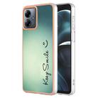 For Motorola Moto G14 Electroplating Marble Dual-side IMD Phone Case(Smile) - 1