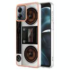 For Motorola Moto G14 Electroplating Marble Dual-side IMD Phone Case(Retro Radio) - 1