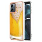 For Motorola Moto G14 Electroplating Marble Dual-side IMD Phone Case(Draft Beer) - 1