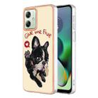 For Motorola Moto G54 Electroplating Marble Dual-side IMD Phone Case(Lucky Dog) - 1