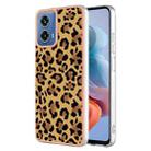 For Motorola Moto G34 Electroplating Marble Dual-side IMD Phone Case(Leopard Print) - 1