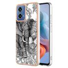 For Motorola Moto G34 Electroplating Marble Dual-side IMD Phone Case(Totem Elephant) - 1